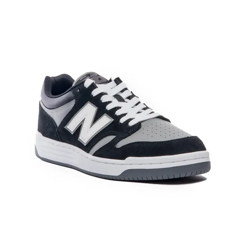 Tênis New Balance 480 Low Masculino Preto vista frontal com detalhes em cinza